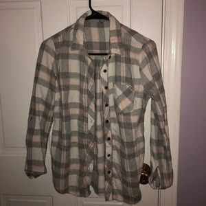 pink grey and creme/white flannel